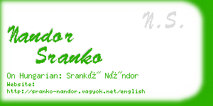 nandor sranko business card